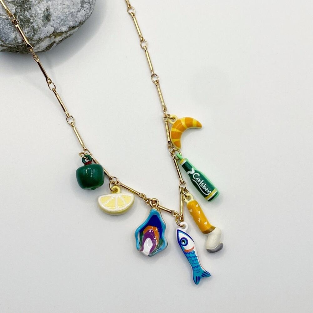 NEW Sardines & Cigarettes Ceramic Charm Layering Necklace - Picture 2 of 8